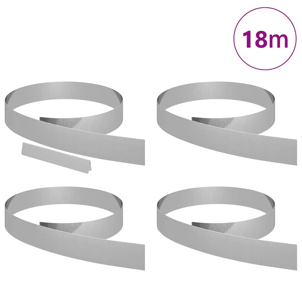 Plænekant 4 pcs Sølv 450 x 0,05 x 10 cm Galvaniseret stål