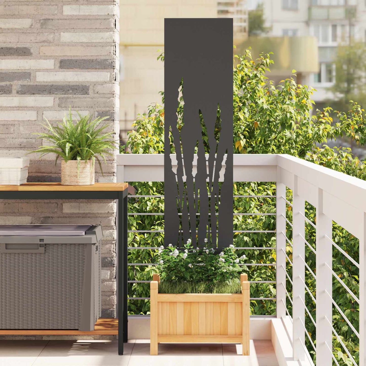 Have privatliv skærm Fretwork Sort 32 x 140 cm Koldvalset stål