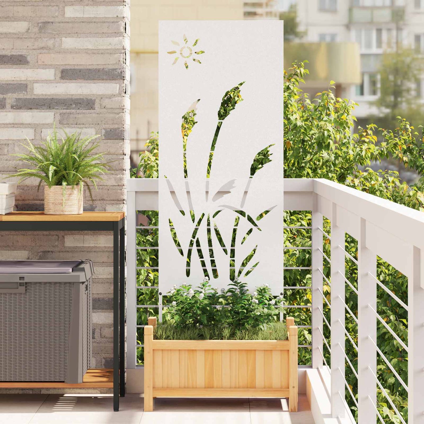 Have privatliv skærm Fretwork Hvid 50 x 140 cm Koldvalset stål