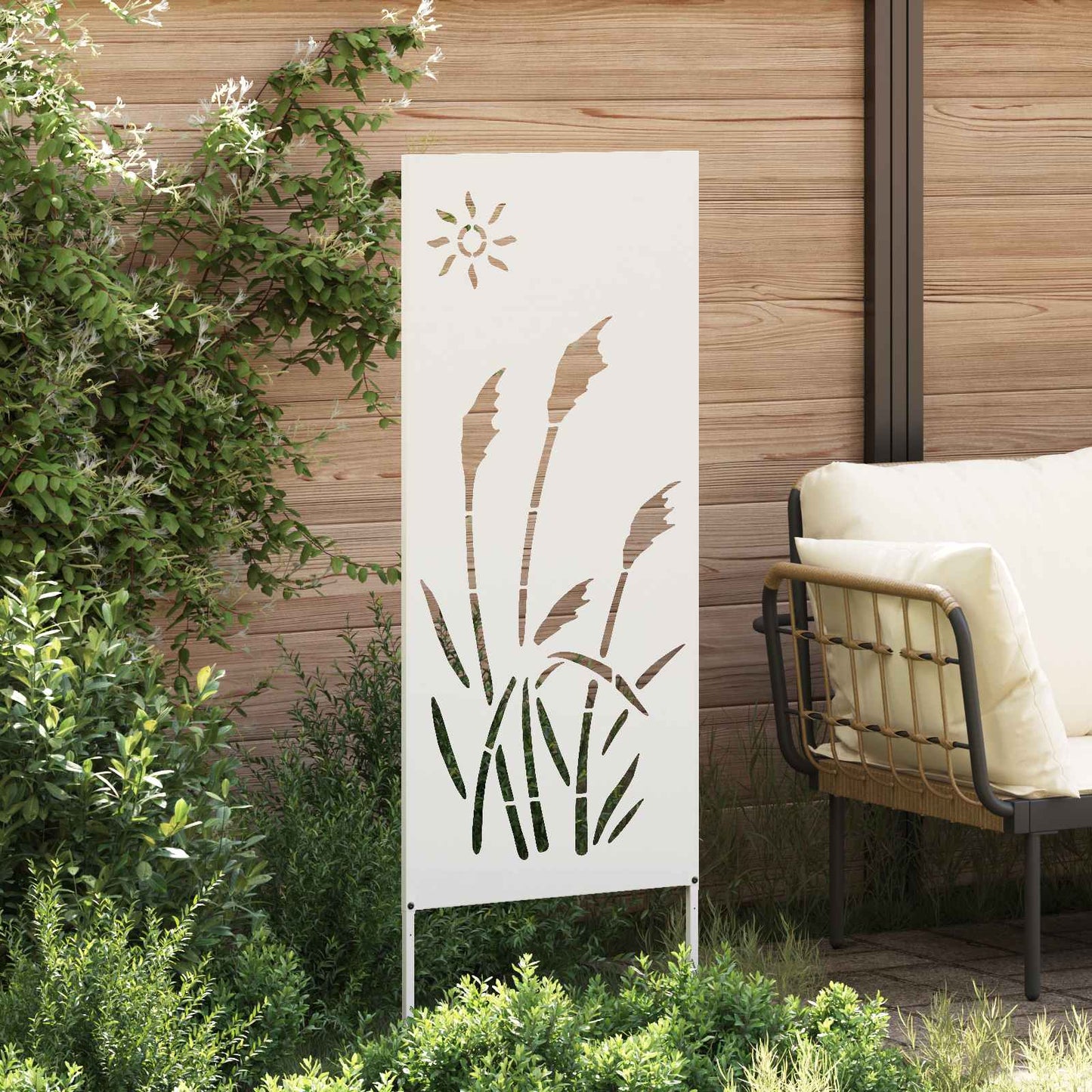Have privatliv skærm Fretwork Hvid 50 x 140 cm Koldvalset stål