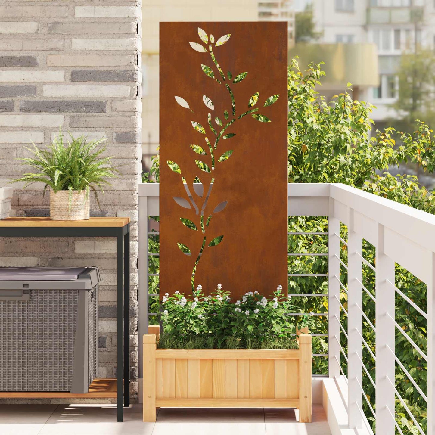 Have privatliv skærm Blomstret Rusten 50 x 140 cm Cortenstål