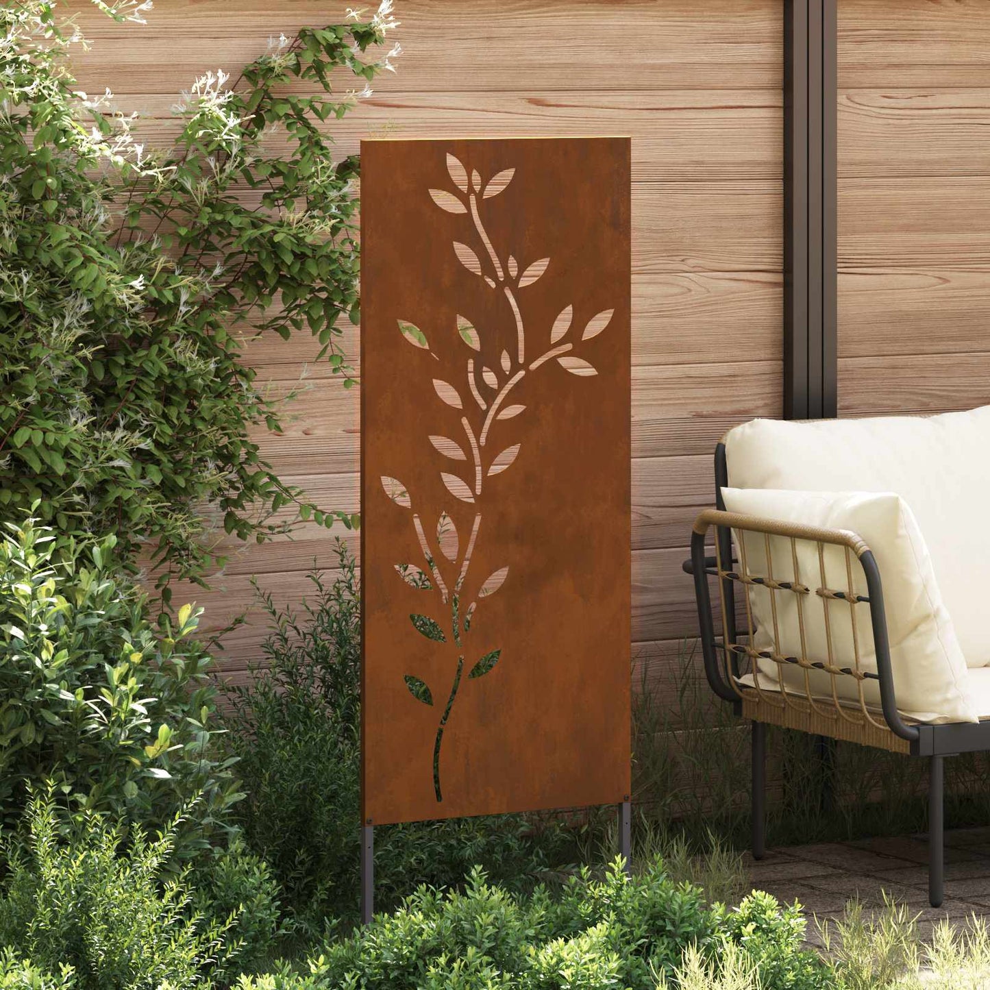 Have privatliv skærm Blomstret Rusten 50 x 140 cm Cortenstål