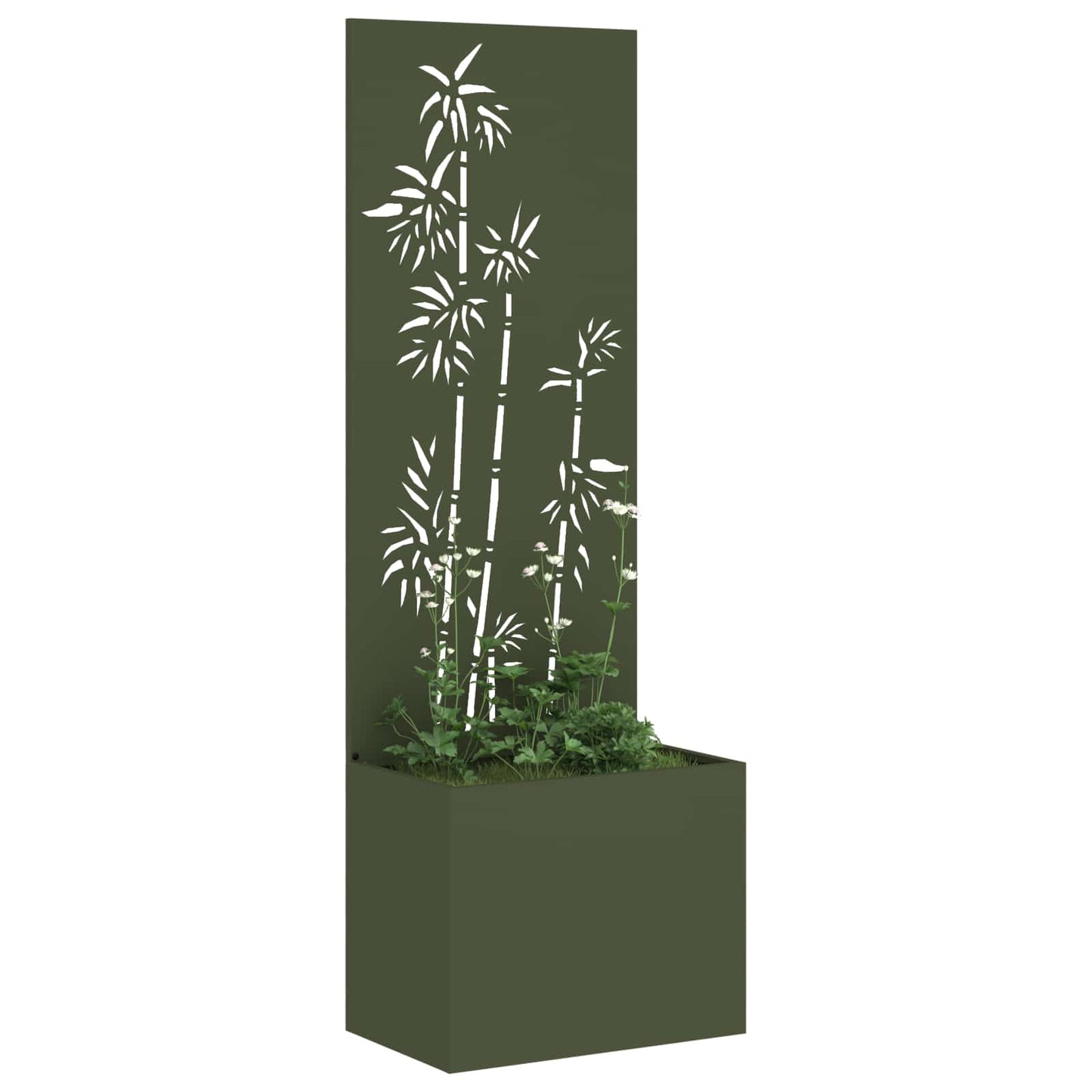 Have privatliv skærm Blomstret Olivengrøn 50 x 32 x 150 cm