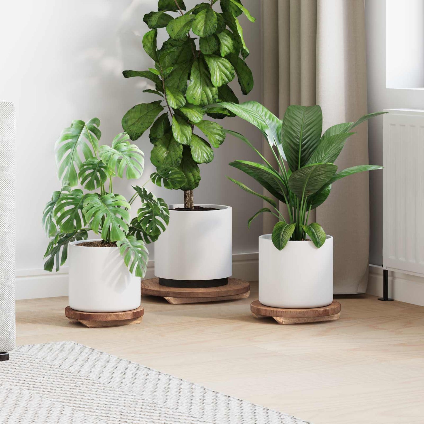 Plante Stool 3 pcs Brun Mahogni Træ