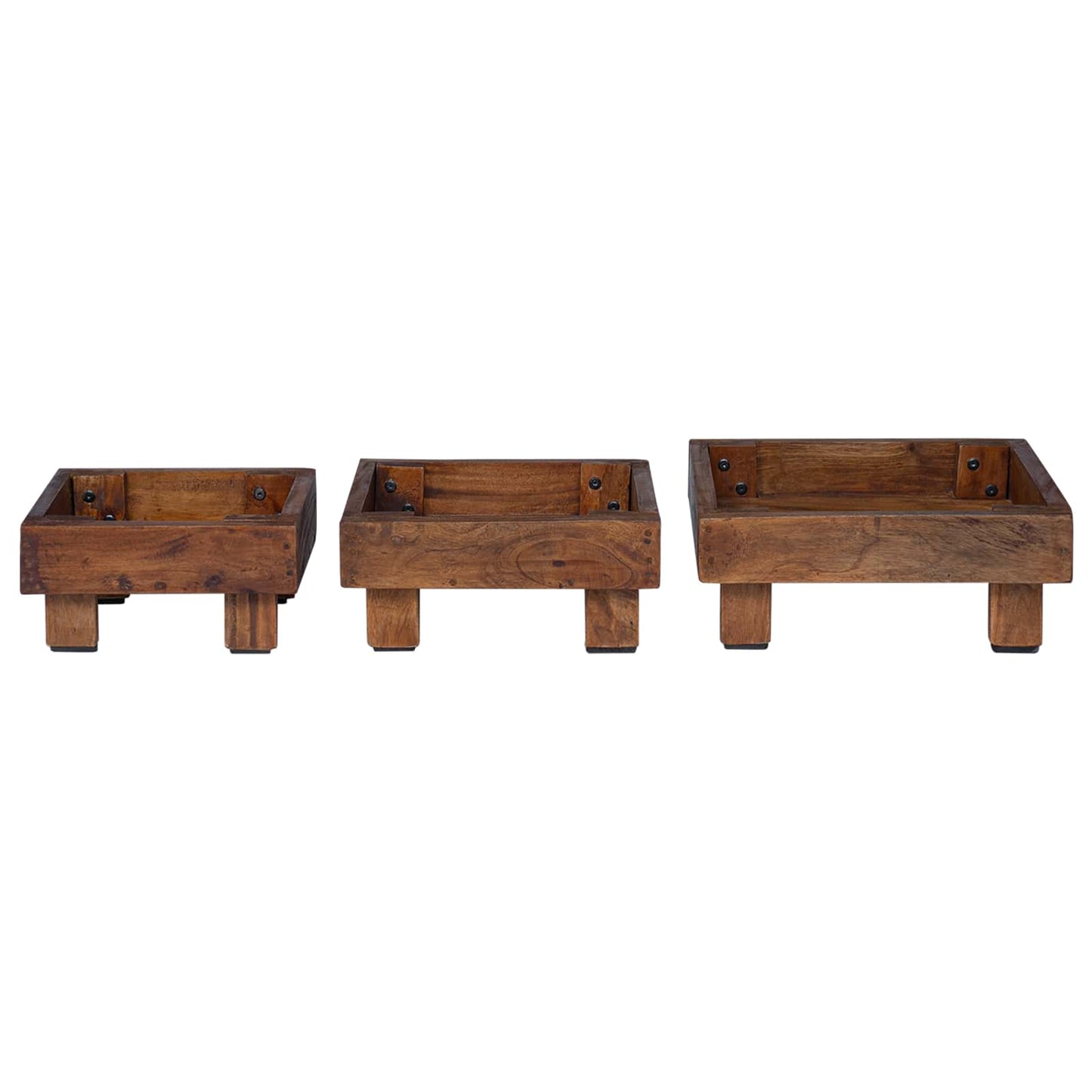 Planteholder 3 pcs Brun Mahogni Træ
