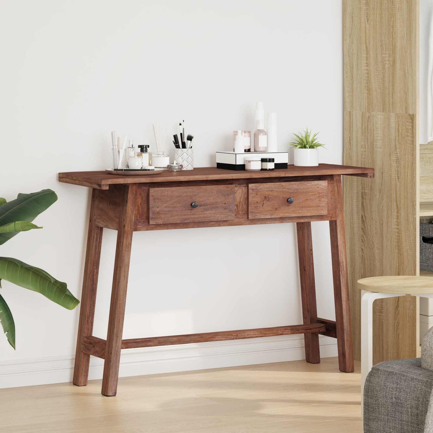 Bord med skuffe Brun 110 x 30 x 79 cm Massiv Mahogni