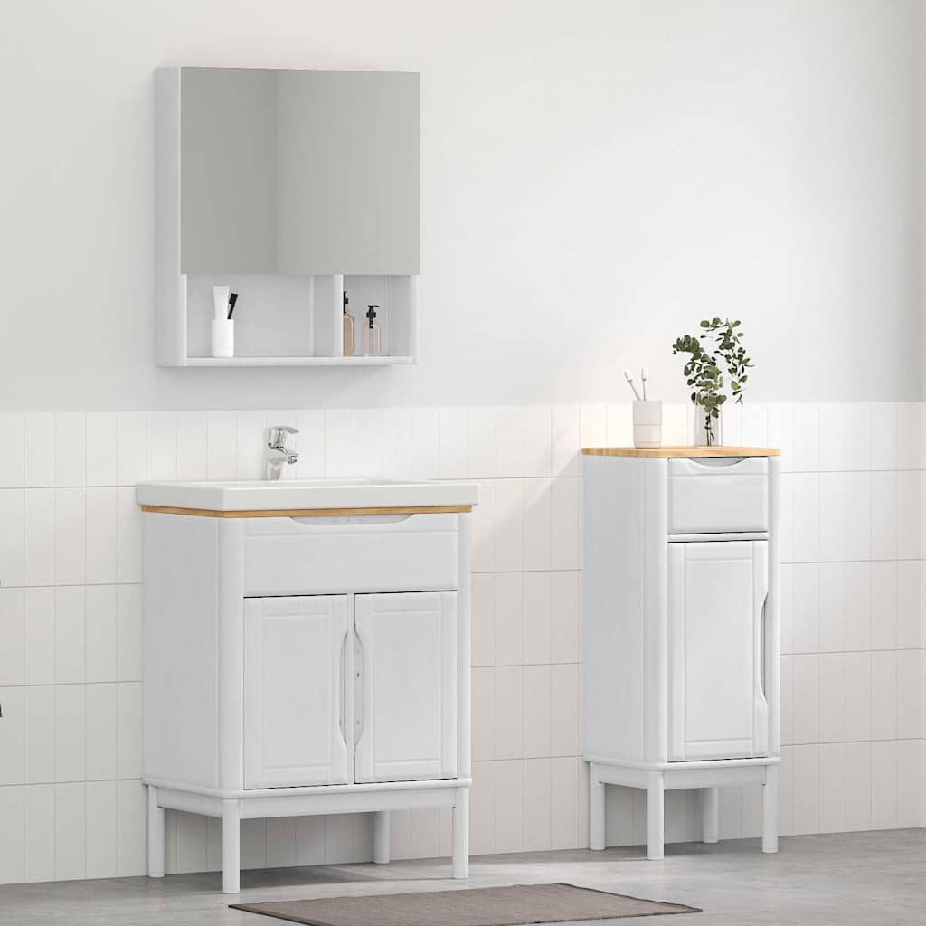 Badeværelsesmøbel sæt med dør FLORO 2 pcs Hvid Massivt fyrretræ