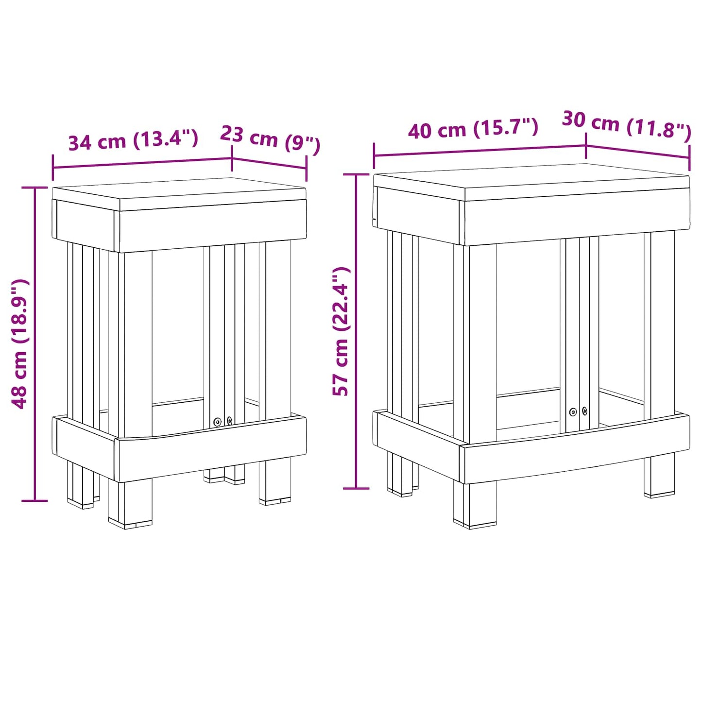 Planteholder 2 pcs Brun 70 x 11 x 27 cm Mahogni Træ