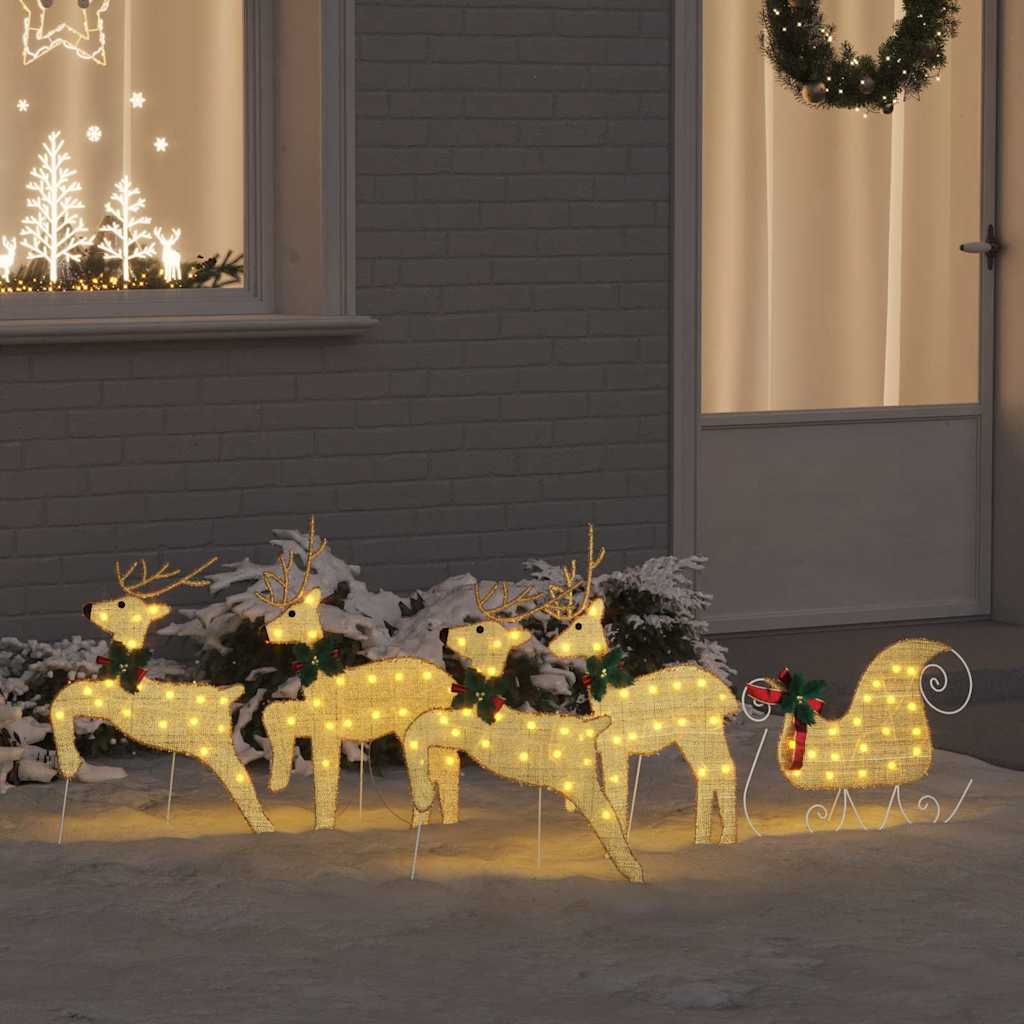 LED Rensdyr 5 pcs Guld Stof