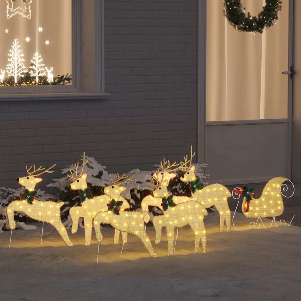 LED Rensdyr 7 pcs Guld Stof