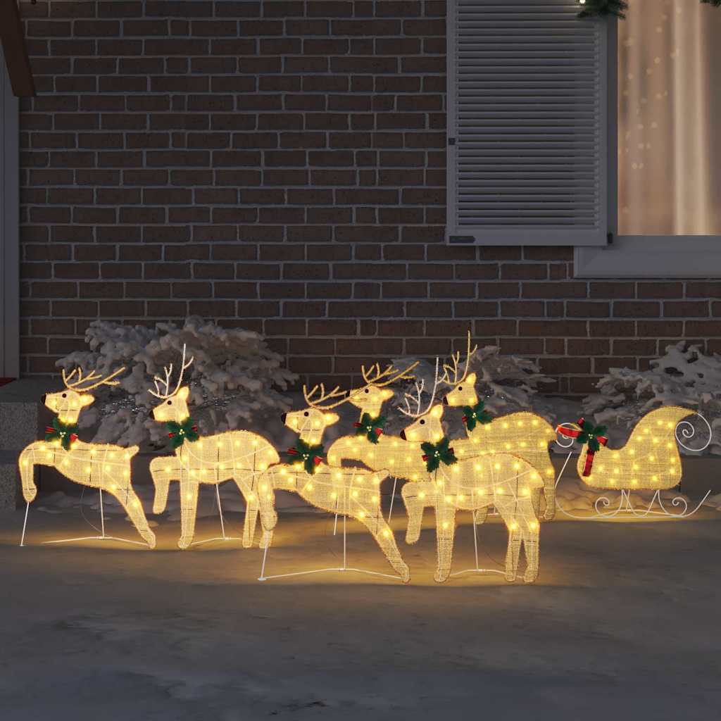LED Rensdyr 7 pcs Guld Stof