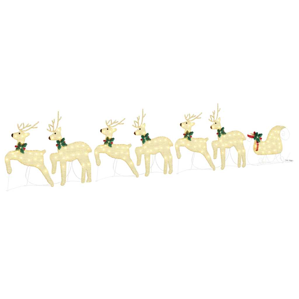 LED Rensdyr 7 pcs Guld Stof