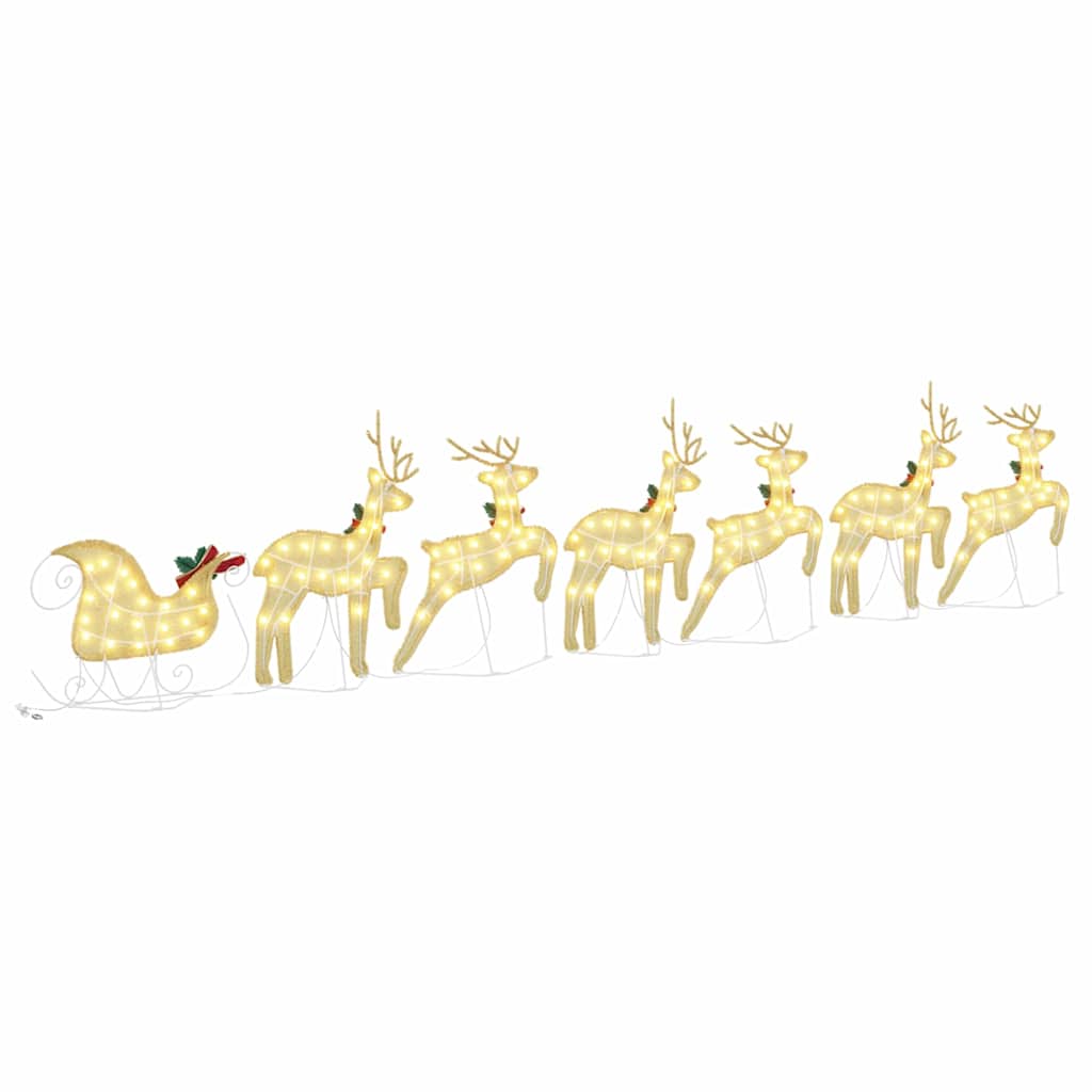 LED Rensdyr 7 pcs Guld Stof