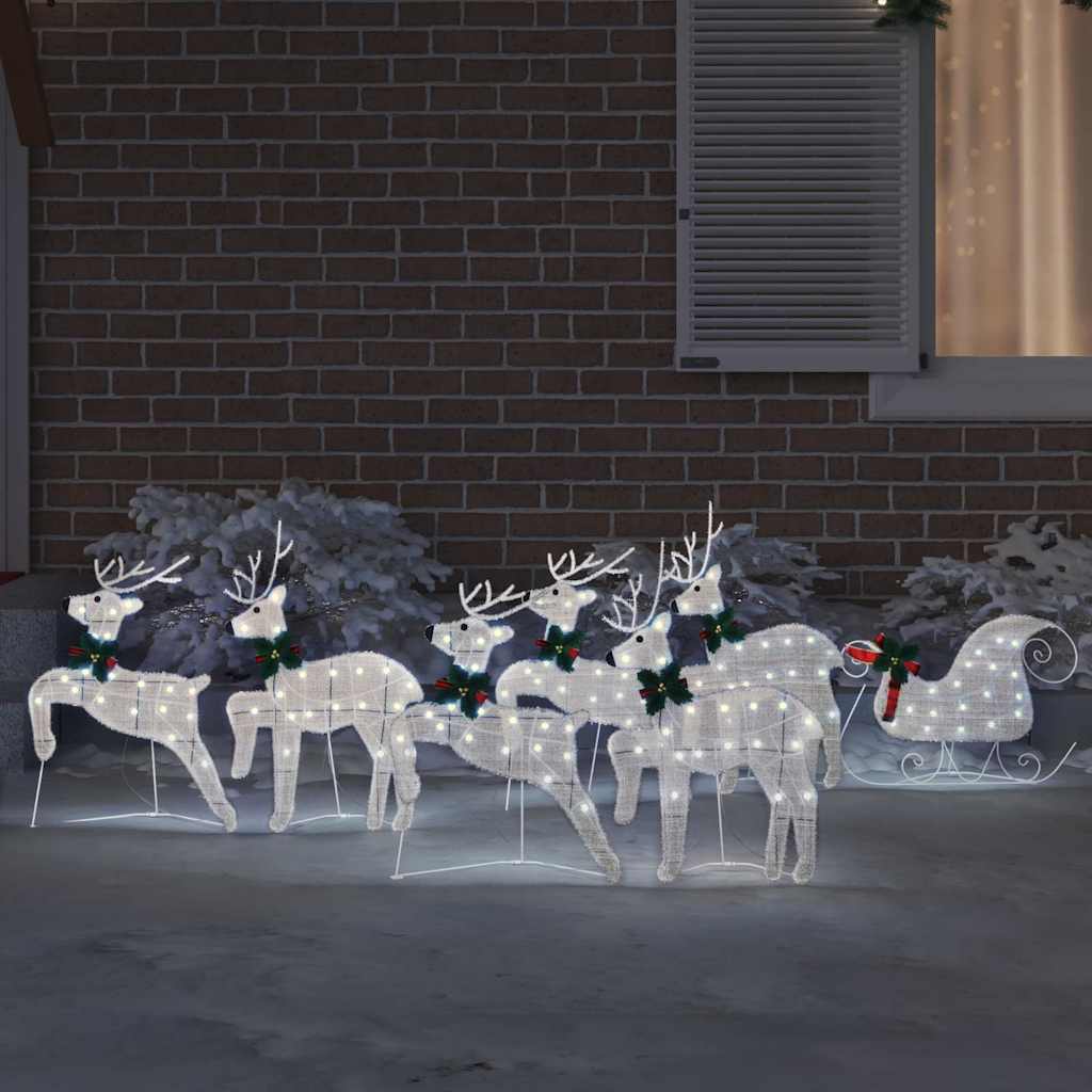 LED Rensdyr 7 pcs Sølv Stof