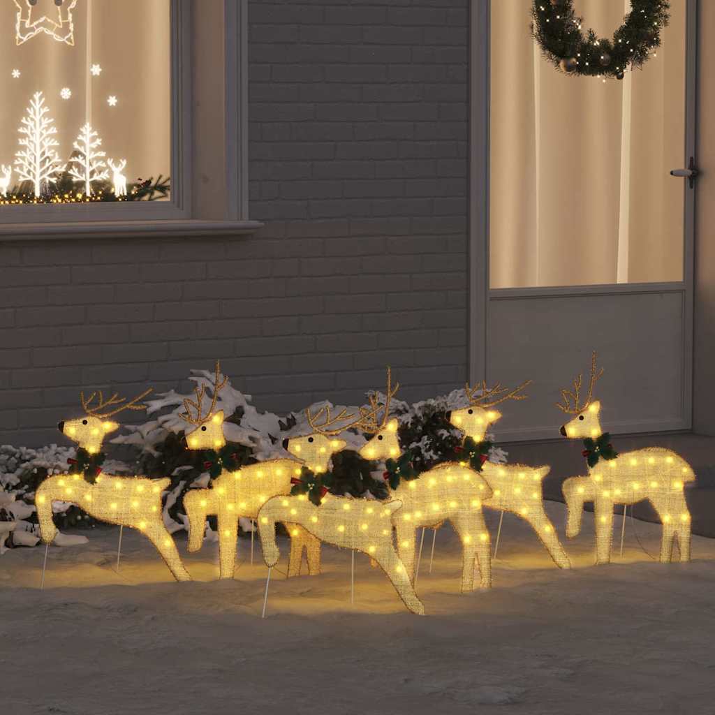 LED Rensdyr 6 pcs Guld Stof