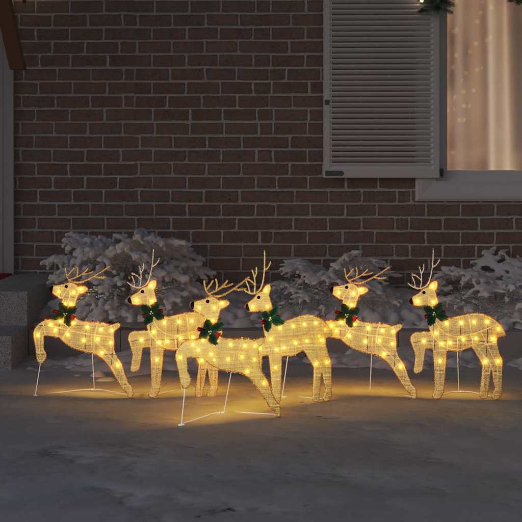 LED Rensdyr 6 pcs Guld Stof