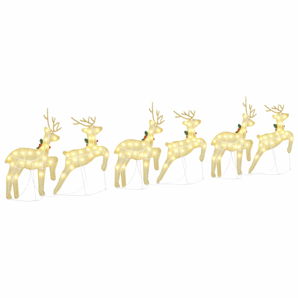 LED Rensdyr 6 pcs Guld Stof