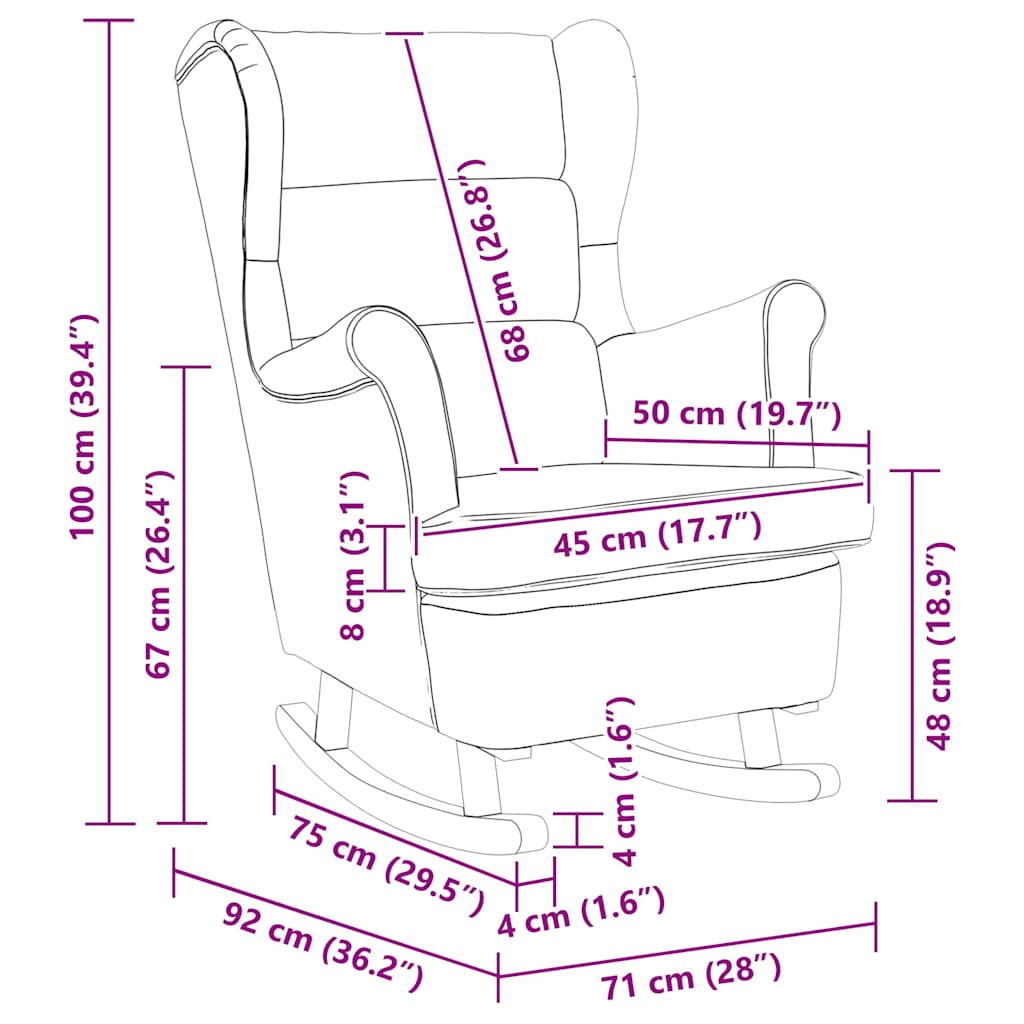 Gyngestol med pude Sort 92 x 71 x 100 cm Krydsfinér
