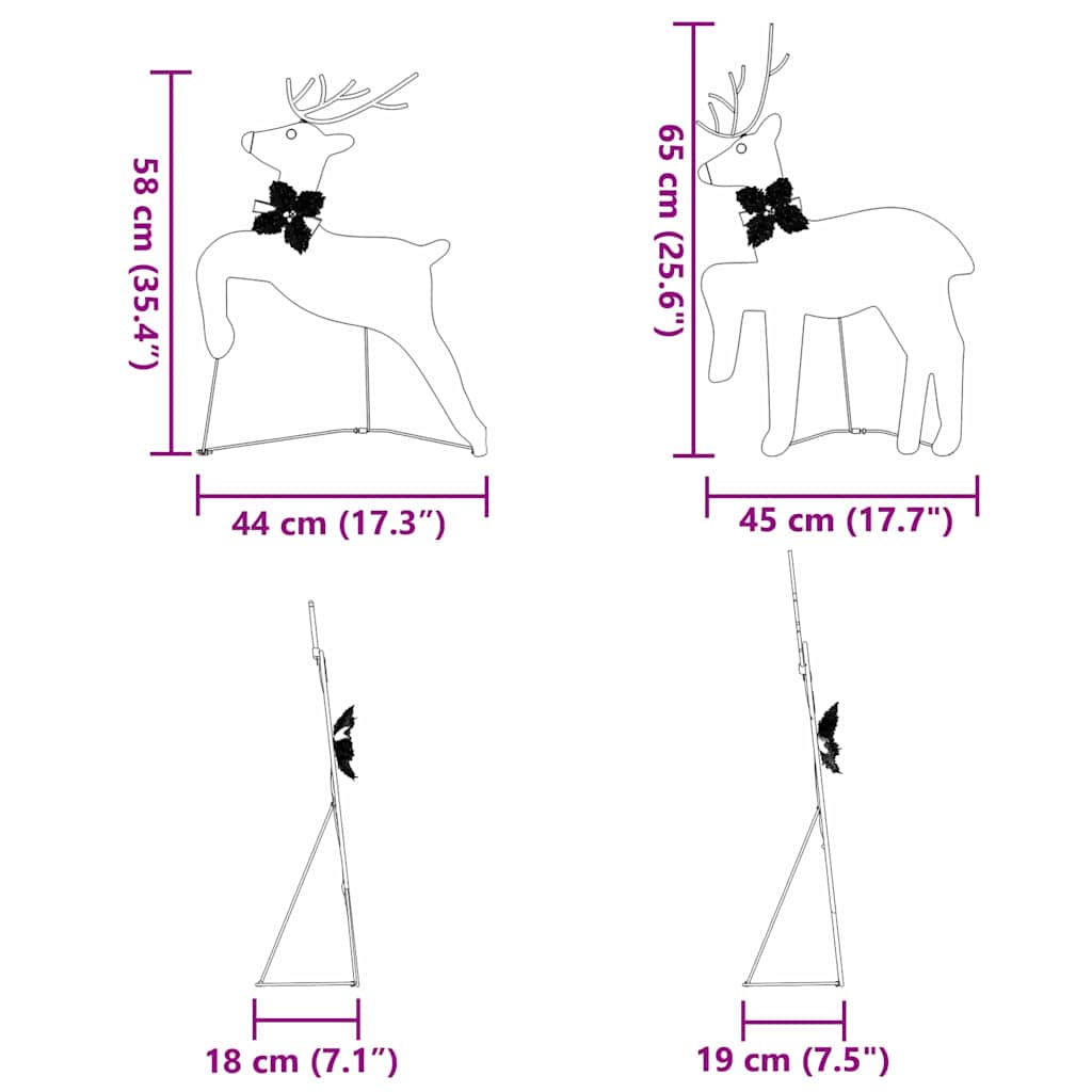 LED Rensdyr 2 pcs Varm hvid Stof