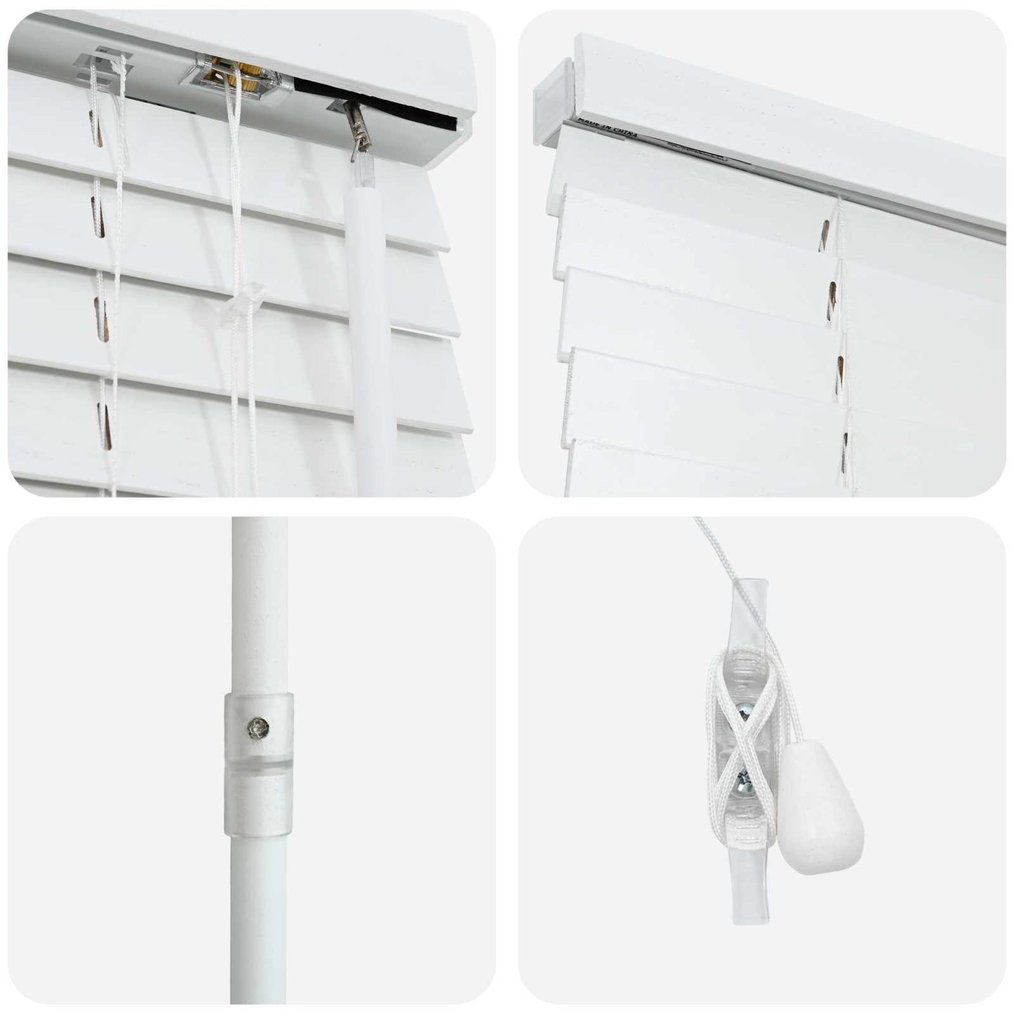 Persienner Hvid 50 x 250 cm 35 mm Massivt Paulownia Træ