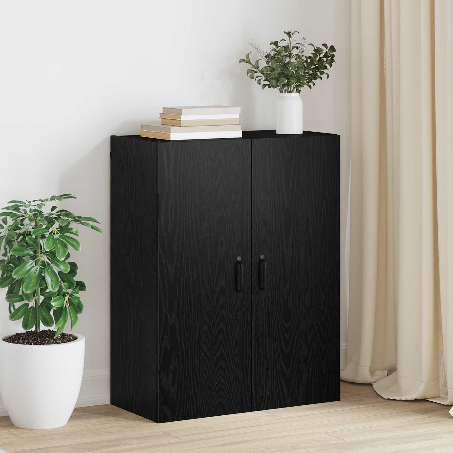 Vægskab Vægmonteret Sort eg 69,5 x 34 x 90 cm Konstrueret træ