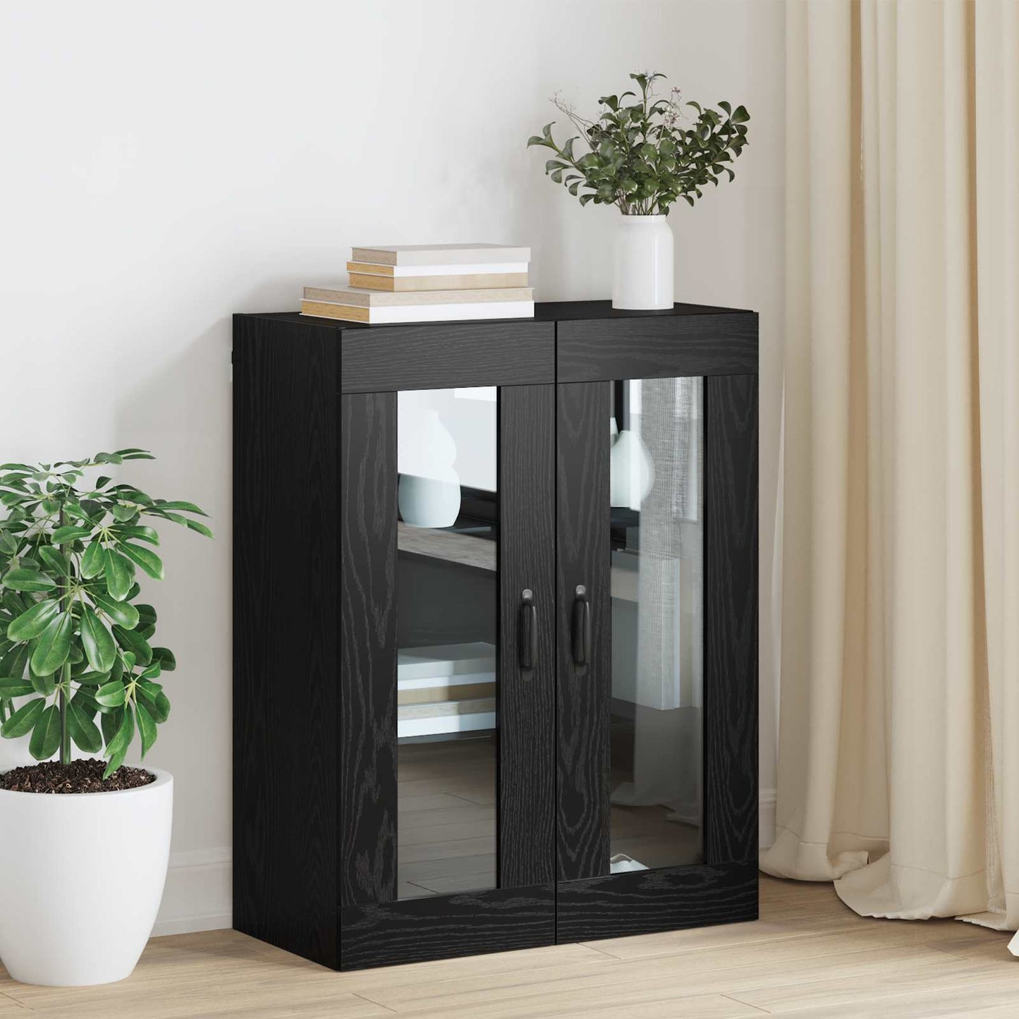 Opbevaringsskab Vægmonteret Sort eg 69,5 x 34 x 90 cm