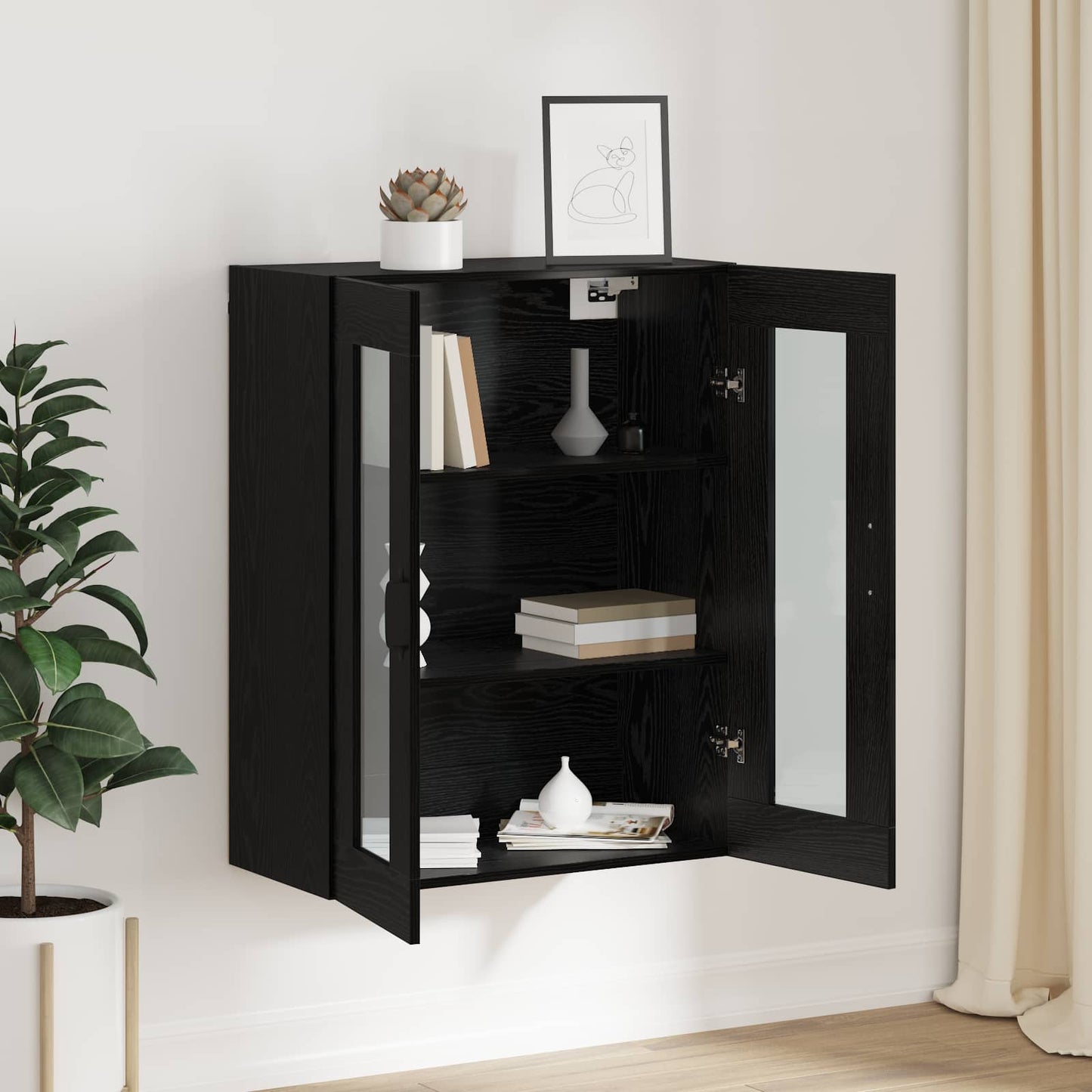 Opbevaringsskab Vægmonteret Sort eg 69,5 x 34 x 90 cm