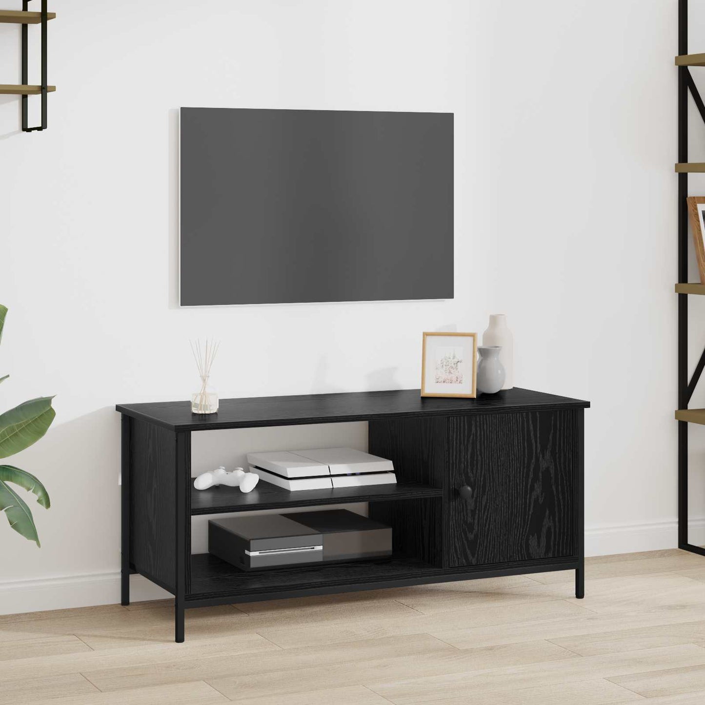 TV-skab Sort eg 100 x 40 x 45 cm Konstrueret træ