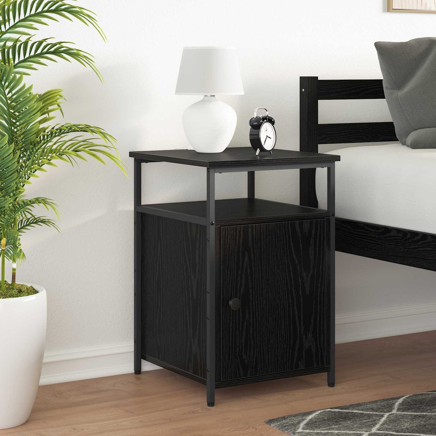 Natskab med skuffe Sort eg Konstrueret træ