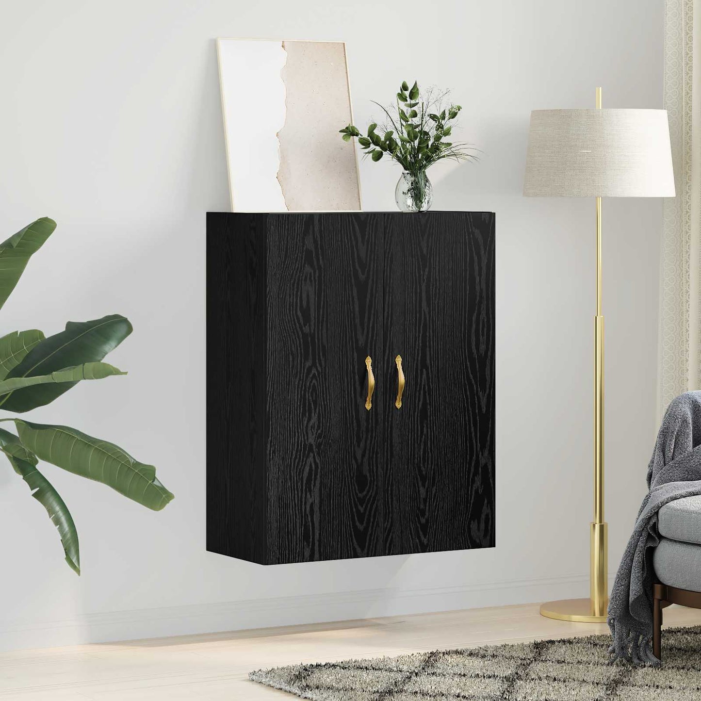 Vægskab Sort eg 69,5 x 34 x 90 cm Konstrueret træ