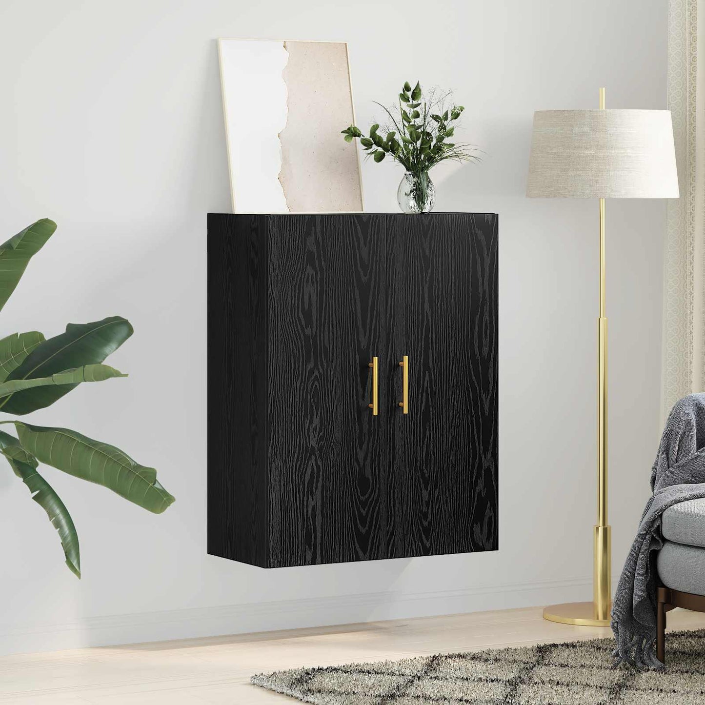 Vægskab Sort eg 69,5 x 34 x 90 cm Konstrueret træ