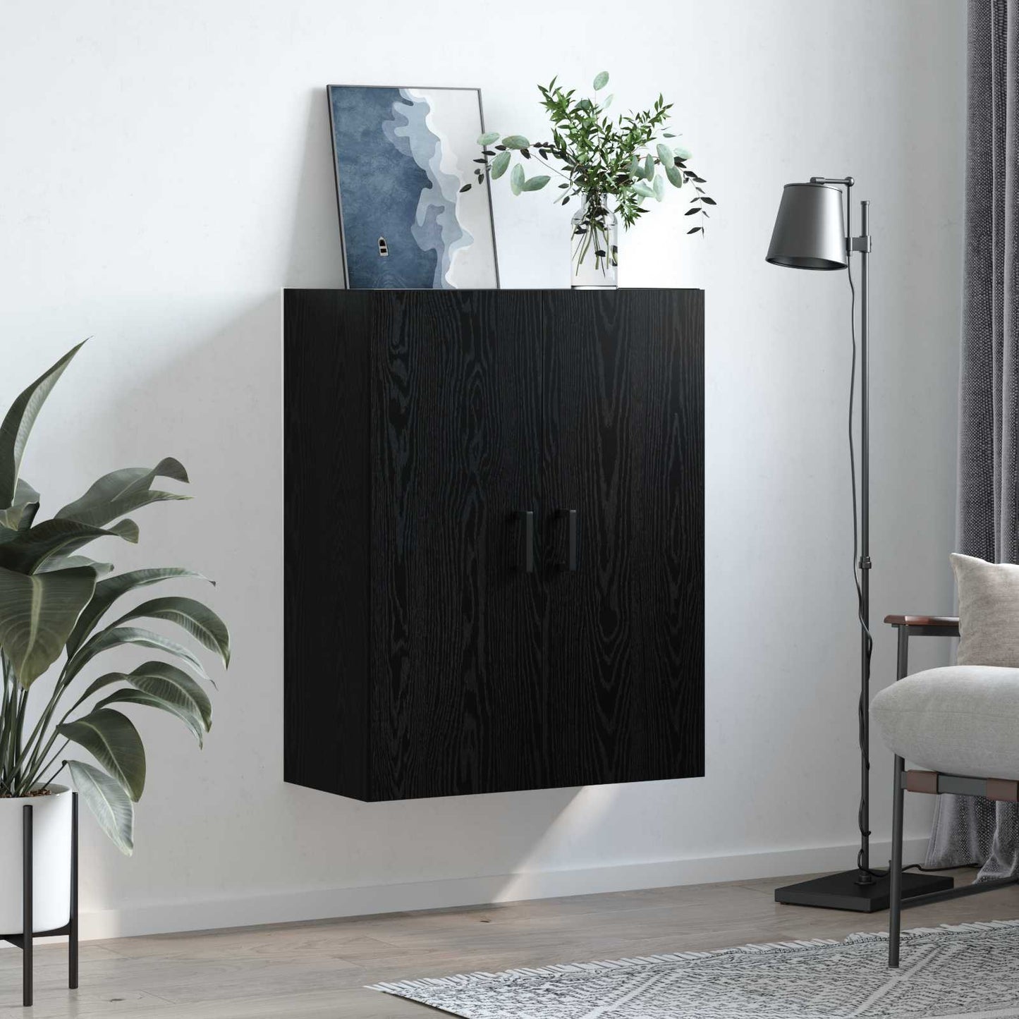 Vægskab Sort eg 69,5 x 34 x 90 cm Konstrueret træ