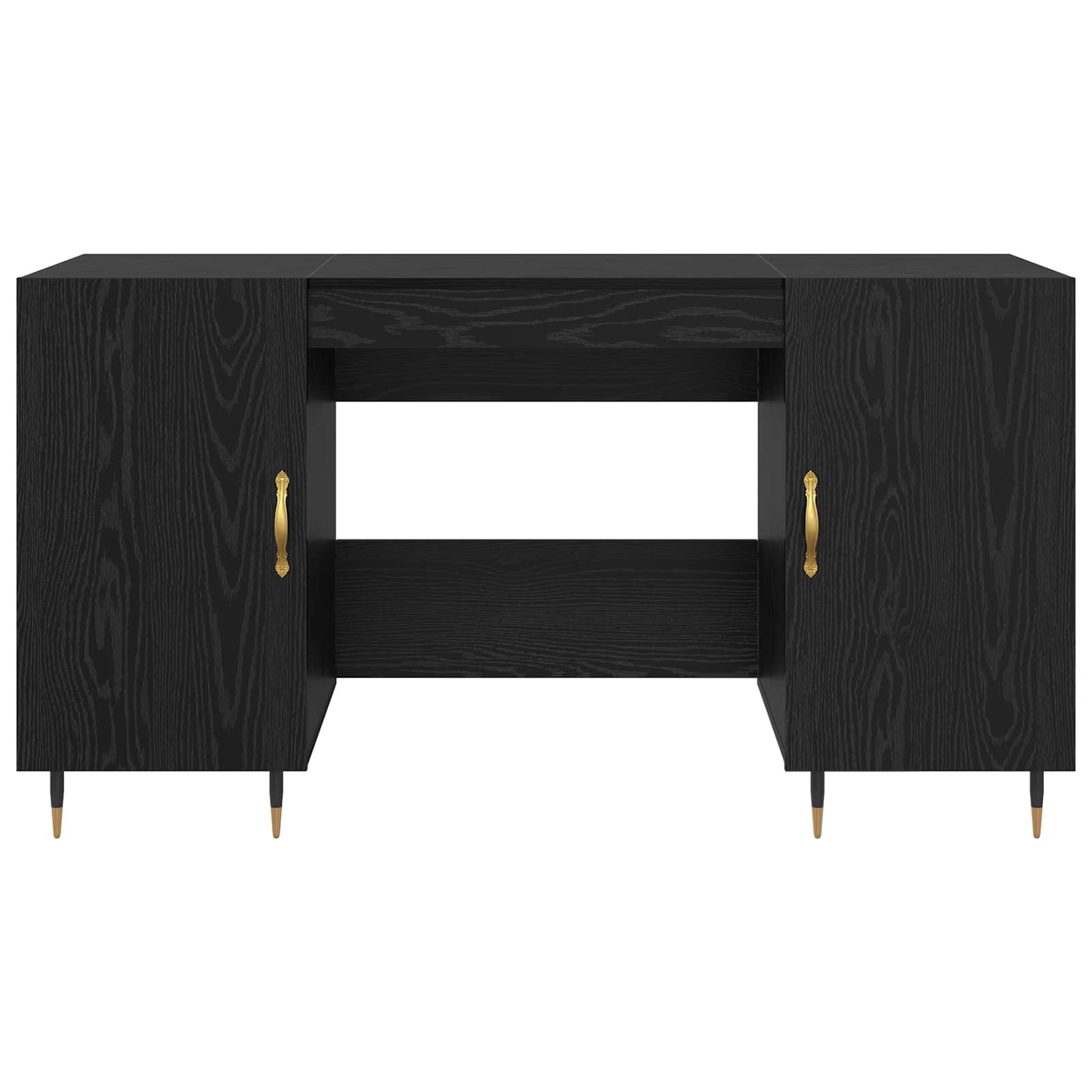 Bord med hylde med dør Sort eg 140 x 50 x 75 cm Konstrueret træ