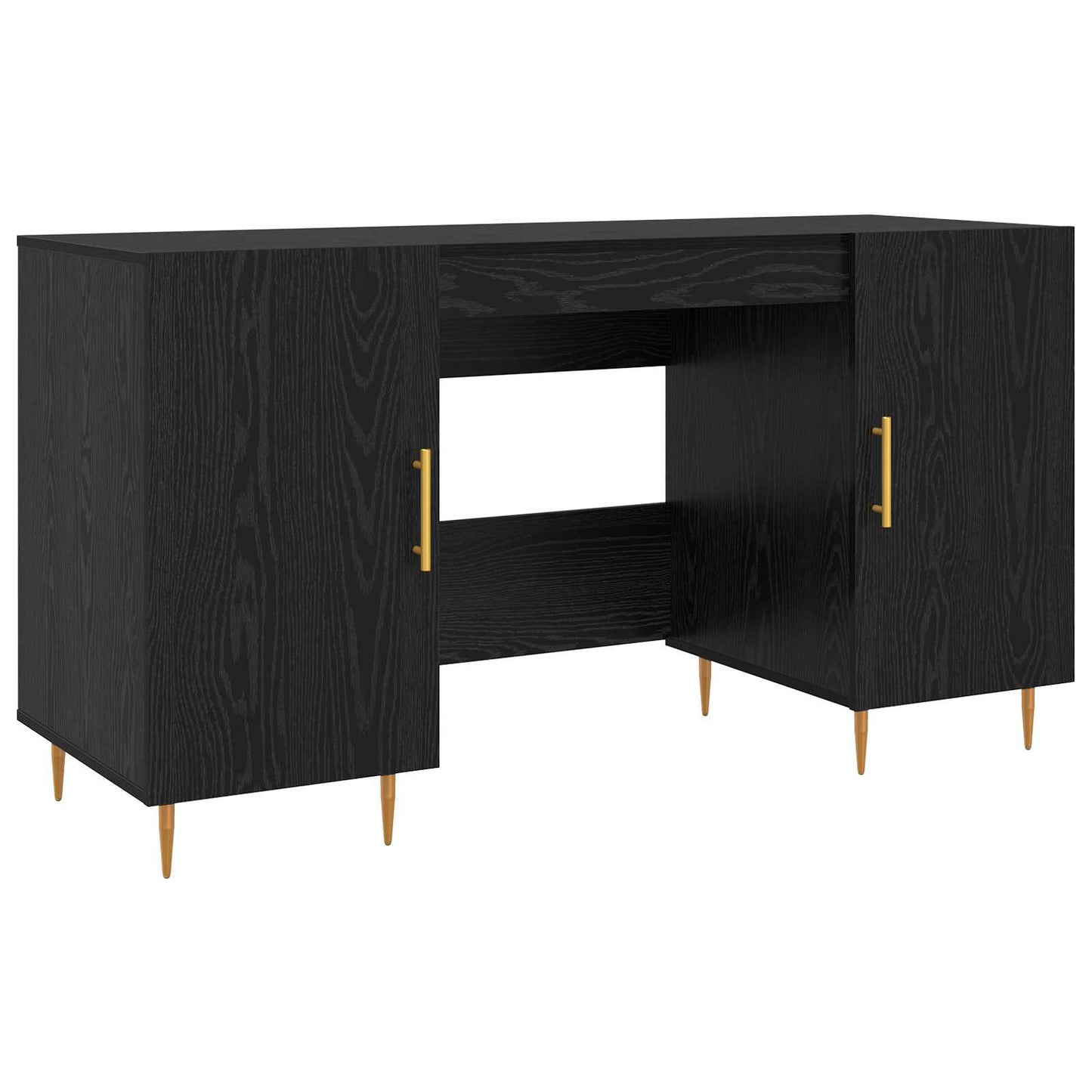 Bord med hylde med dør Sort eg 140 x 50 x 75 cm Konstrueret træ