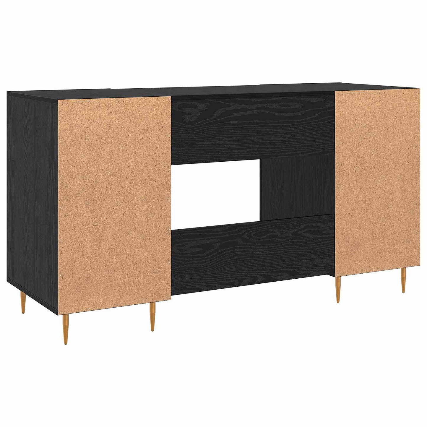 Bord med hylde med dør Sort eg 140 x 50 x 75 cm Konstrueret træ