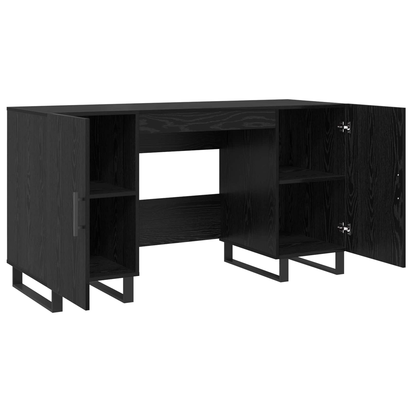 Bord med hylde med dør Sort eg 140 x 50 x 75 cm Konstrueret træ
