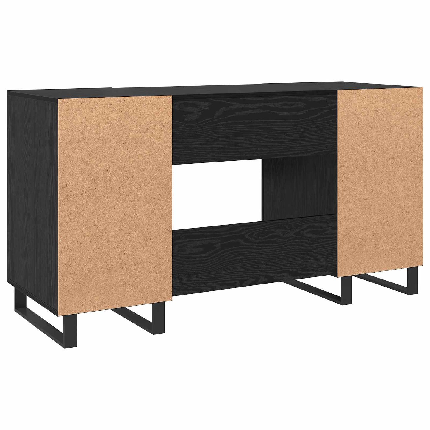 Bord med hylde med dør Sort eg 140 x 50 x 75 cm Konstrueret træ