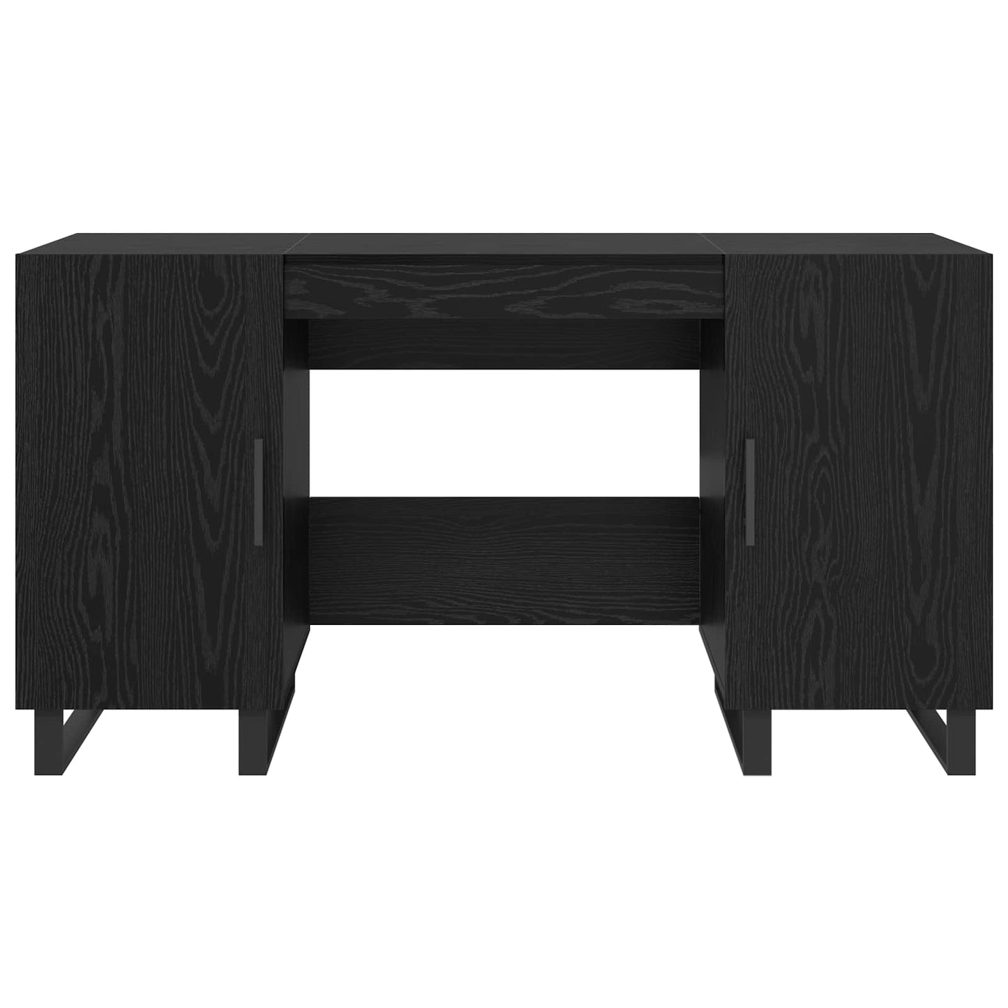 Bord med hylde med dør Sort eg 140 x 50 x 75 cm Konstrueret træ