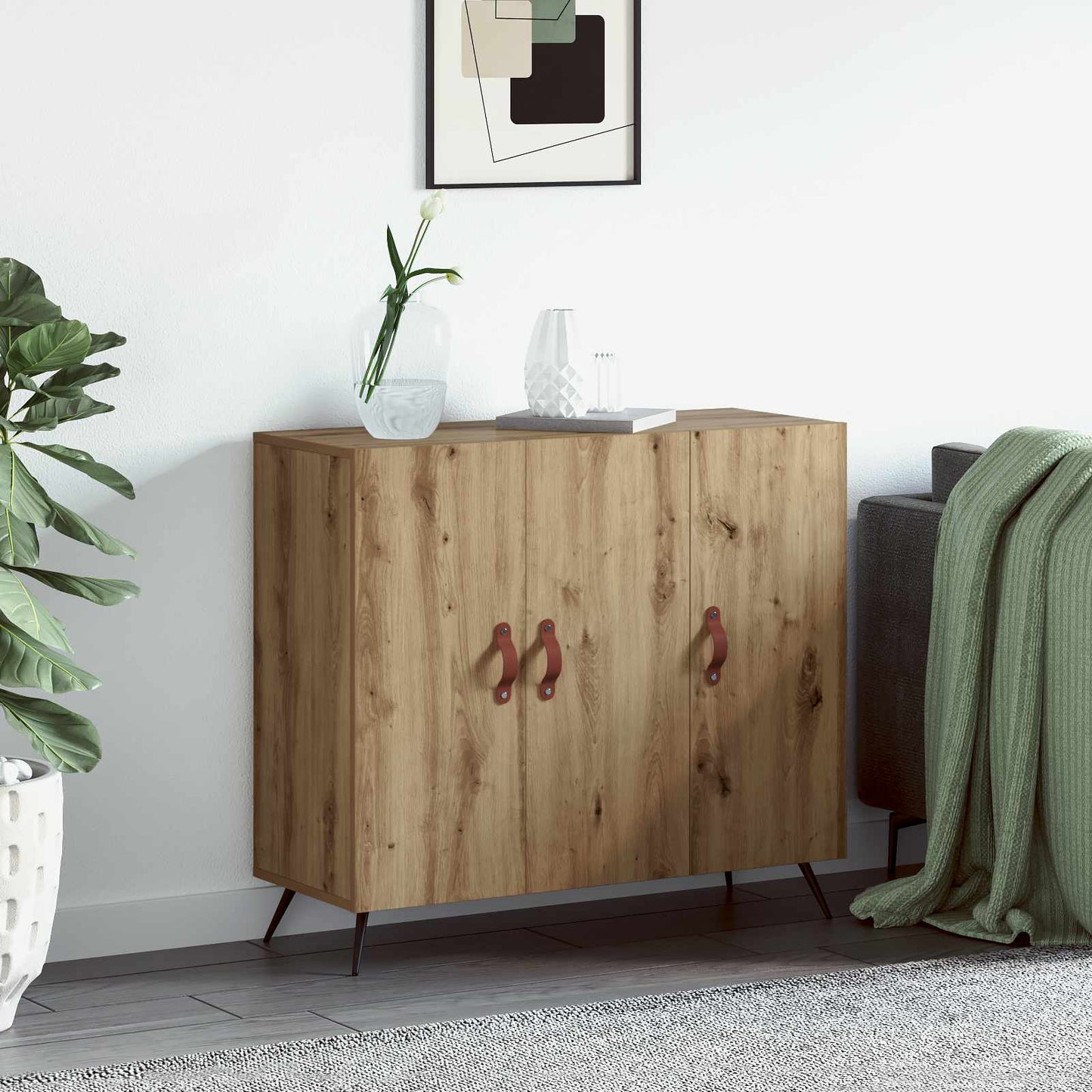 Sideboard Artisan Egetræ 89,5 x 34 x 80 cm Konstrueret træ