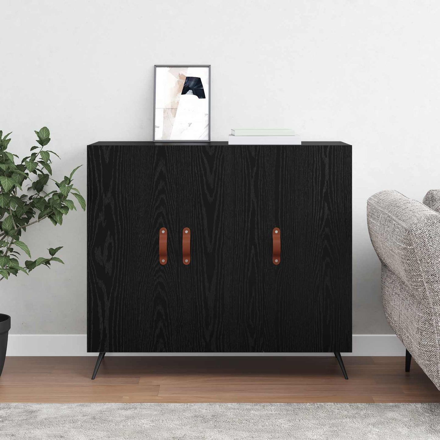 Sideboard Sort eg 89,5 x 34 x 80 cm Konstrueret træ