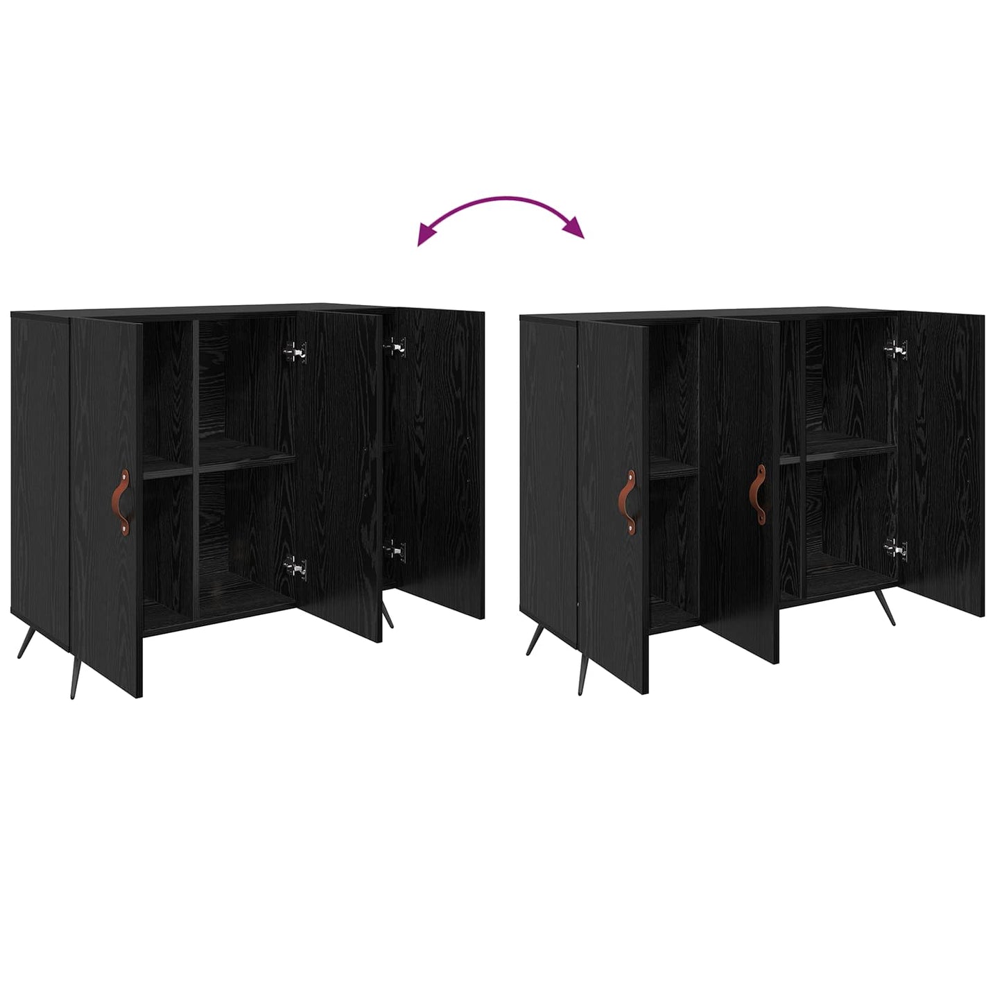 Sideboard Sort eg 89,5 x 34 x 80 cm Konstrueret træ