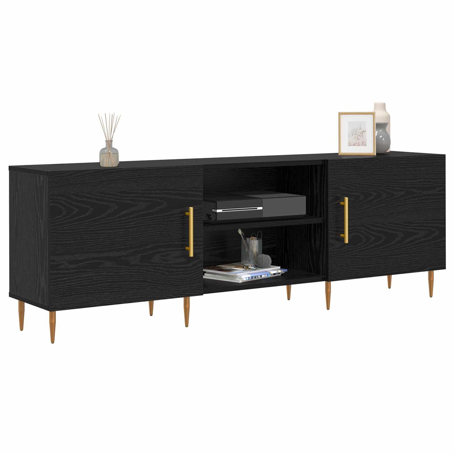 TV-skab Sort eg 150 x 30 x 50 cm Konstrueret træ