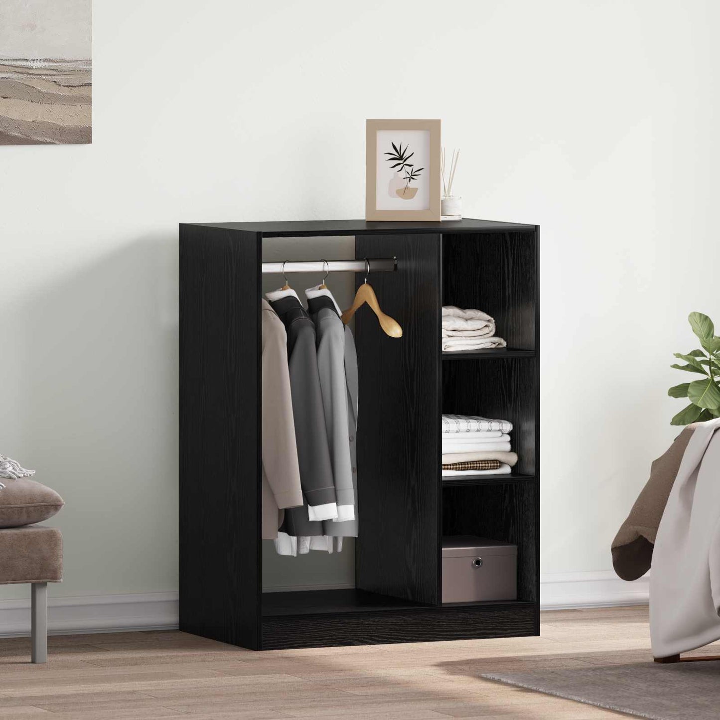 Garderobeskab Sort eg 77 x 48 x 102 cm Konstrueret træ