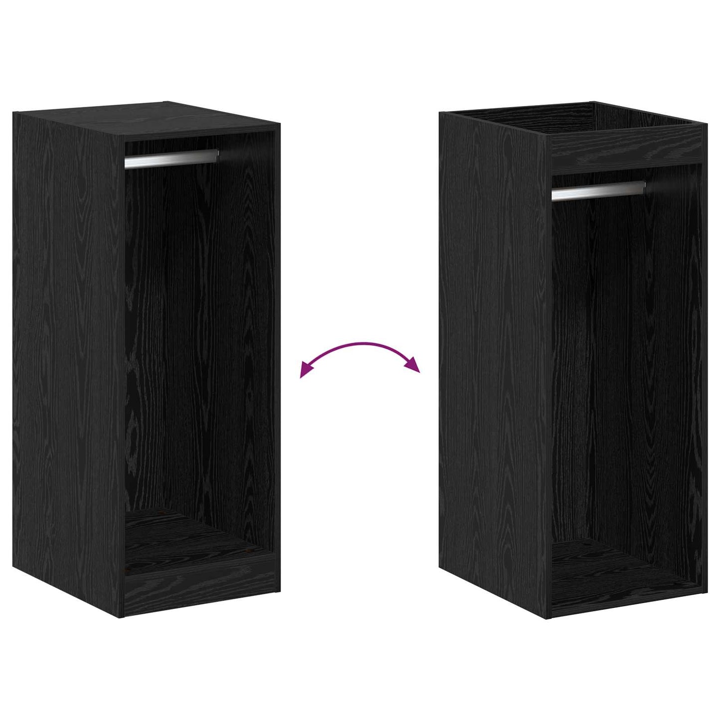 Garderobeskab Sort eg 41 x 48 x 102 cm Konstrueret træ