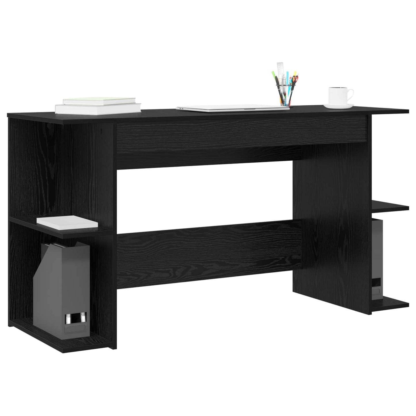 Bord med hylde Sort eg 140 x 50 x 75 cm Konstrueret træ