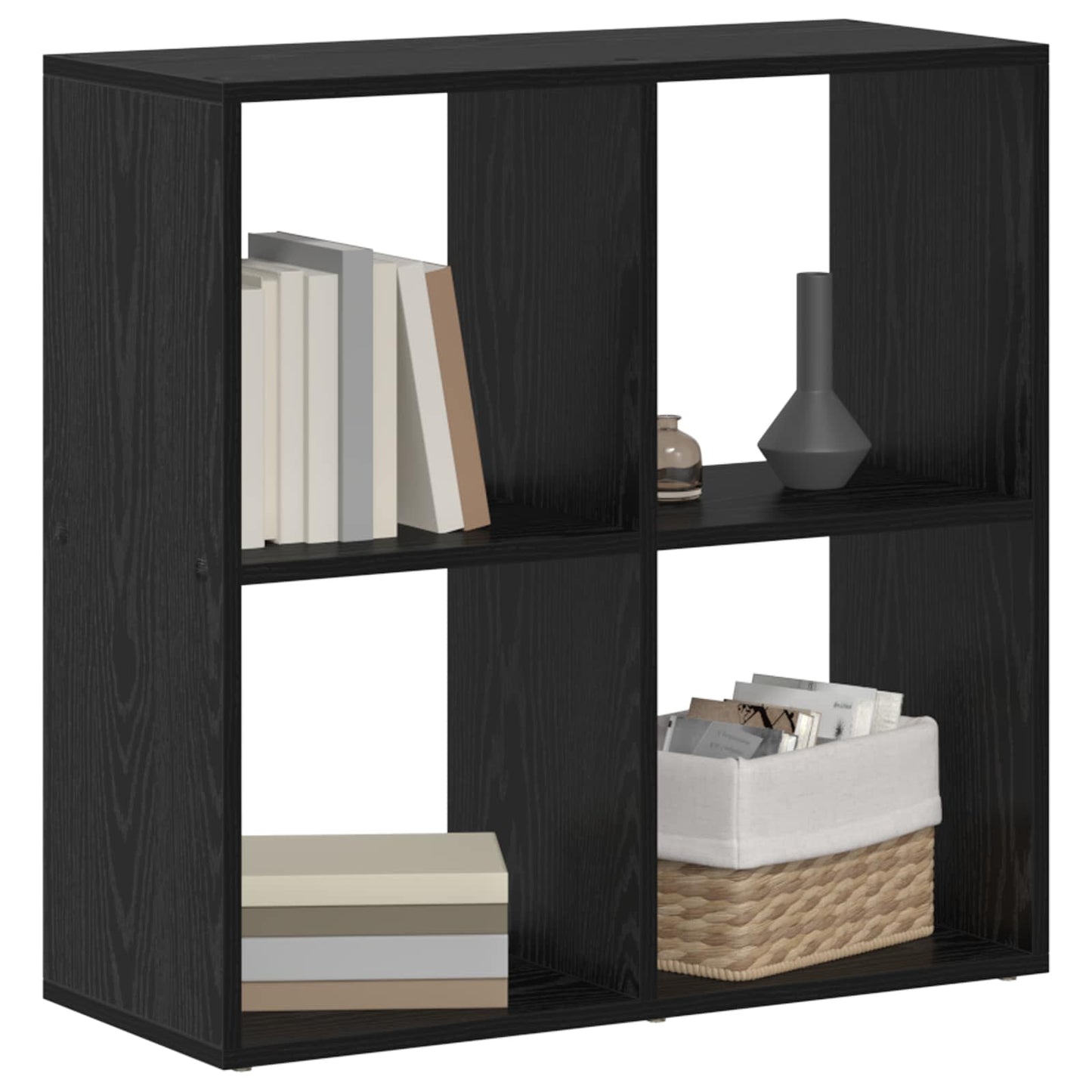 Bogskab 4 niveauer 69,5 x 29 x 69,5 cm Konstrueret træ Sort eg