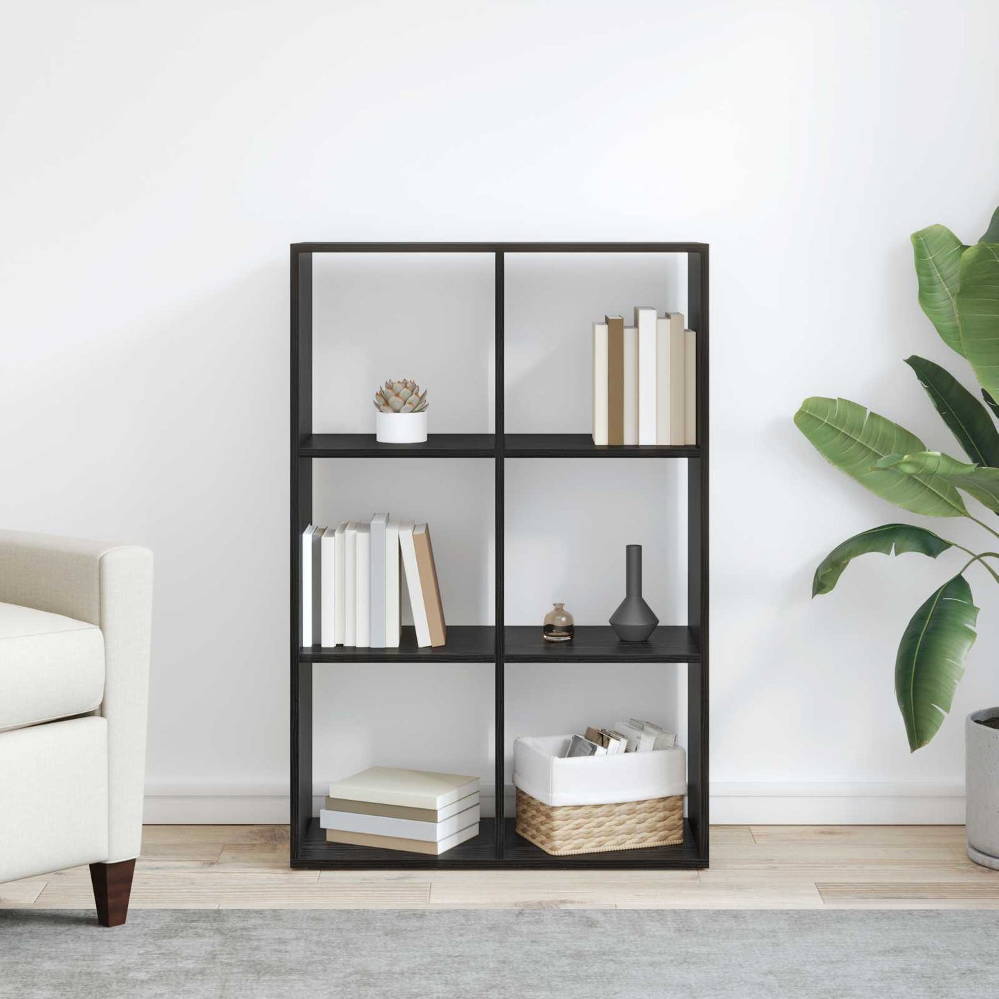 Bogskab Sort eg 69,5 x 29 x 103,5 cm Konstrueret træ