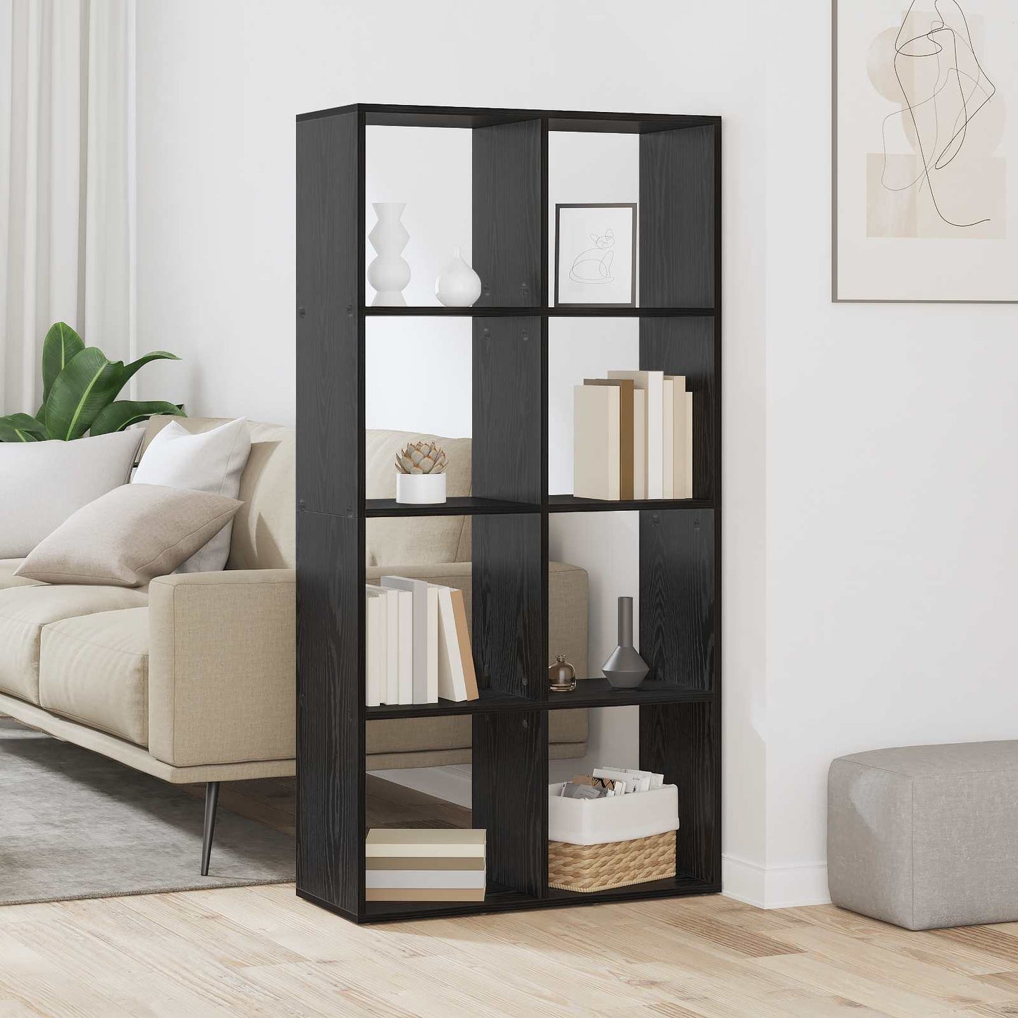 Bogskab Sort eg 69,5 x 29 x 137,5 cm Konstrueret træ