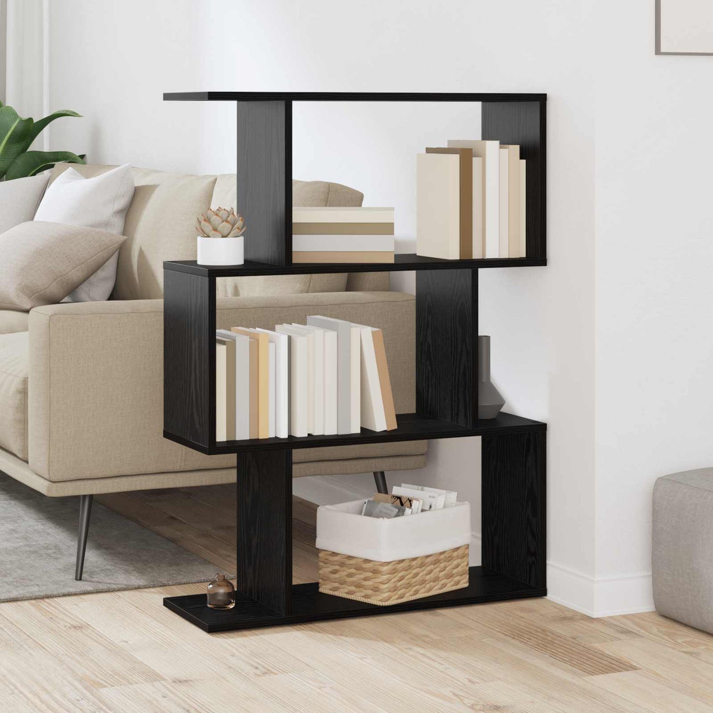 Bogskab Sort eg 70 x 24 x 97 cm Konstrueret træ