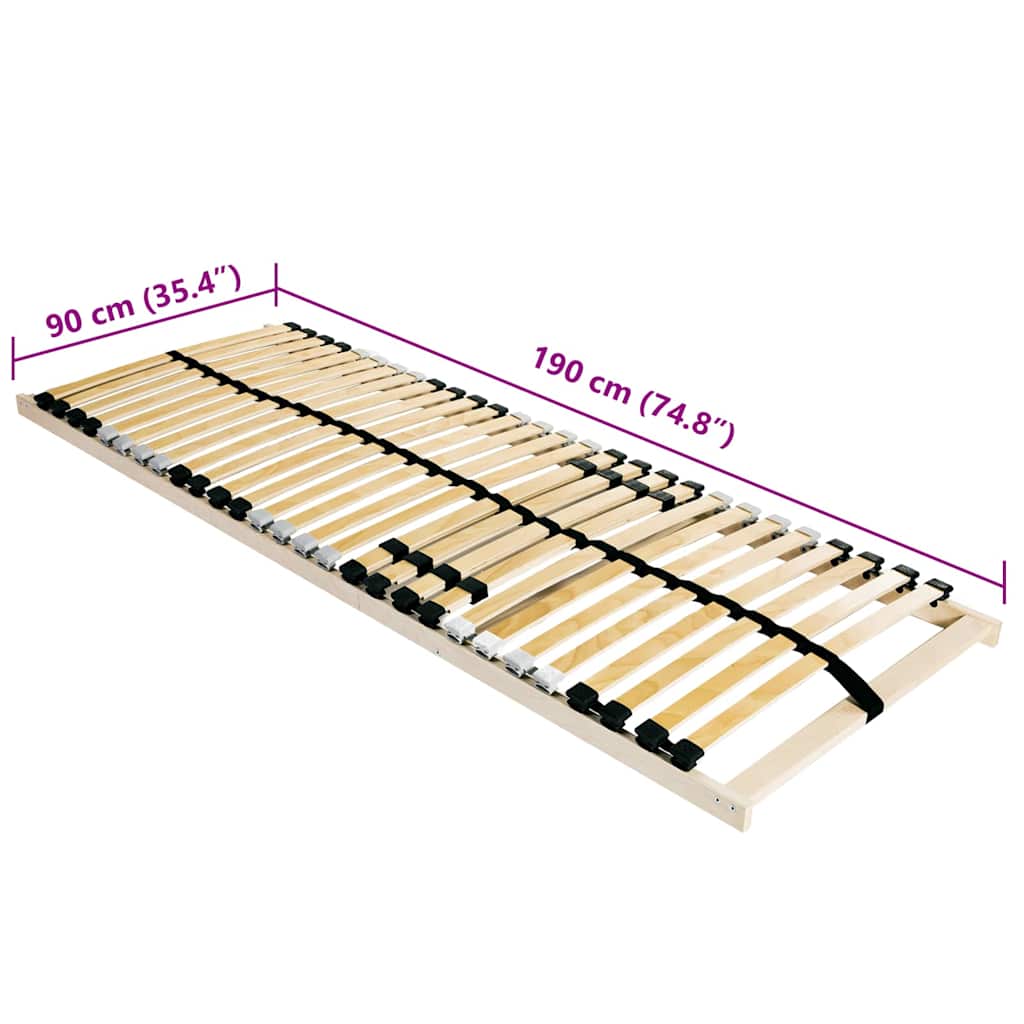 Lamelbund Brun 90 x 190 cm Solid bøg
